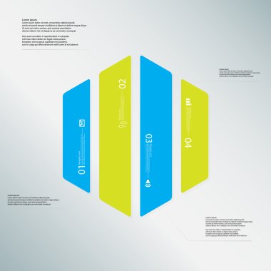 Altıgen illüstrasyon şablonu, açık mavi renkli üzerinde dört renk bölümden oluşur