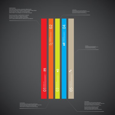 Bar illüstrasyon koyu arka plan üzerinde beş renk parçaların şablonu oluşur