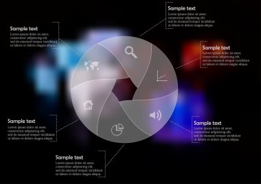 Infographic illüstrasyon çember şablonuyla için altı bölüme ayrılmıştır