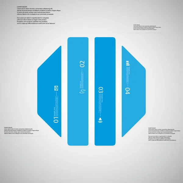 Modello di illustrazione ottagono è costituito da quattro parti blu su sfondo chiaro — Vettoriale Stock