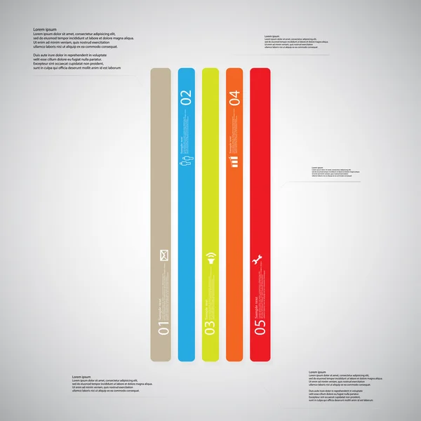 Bar illustratie bestaat sjabloon uit vijf delen van de kleur op lichte achtergrond — Stockvector