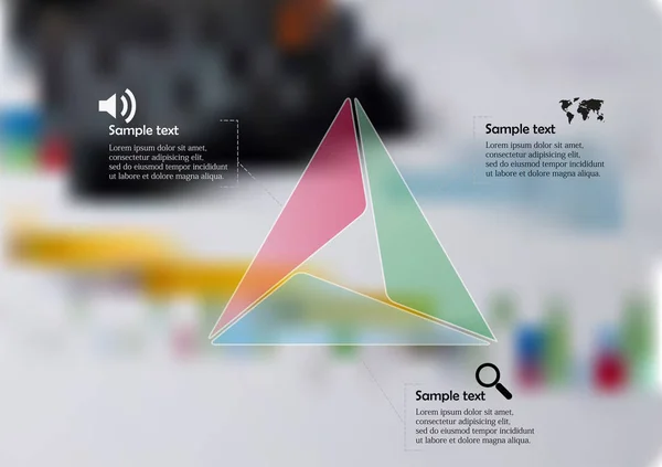 Infografika ilustracja Triangle podzielone na trzy części — Wektor stockowy