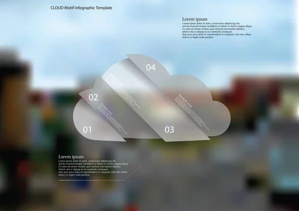 云的信息图表模板与对象歪斜分为四个部分 — 图库矢量图片