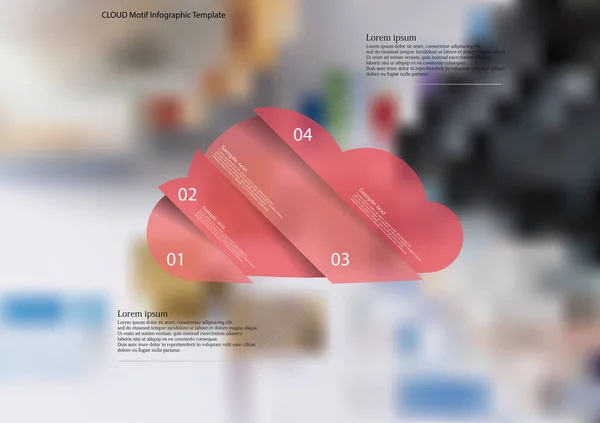 Modello infografico cloud con oggetto a vista diviso in quattro parti — Vettoriale Stock