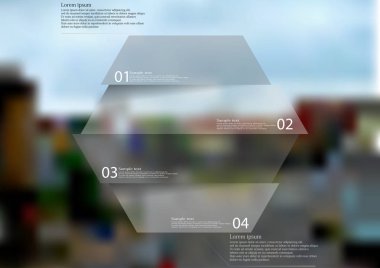 Altıgen çizimi Infographic şablonuyla yatay olarak dört bölüme ayrılmıştır