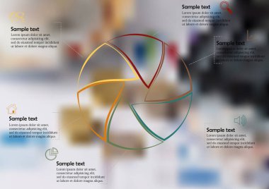 Kontur daire illüstrasyon Infographic şablonuyla için altı bölüme ayrılmıştır