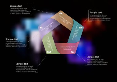 Pentagon ile illüstrasyon Infographic şablonu için beş bölüme ayrılmıştır