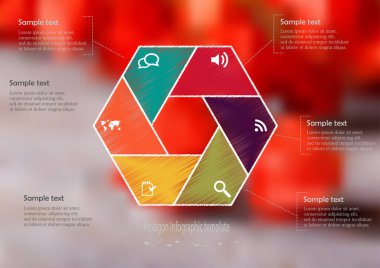 Resimde Infographic şablonu ile altıgen altı bölüme ayrılmıştır