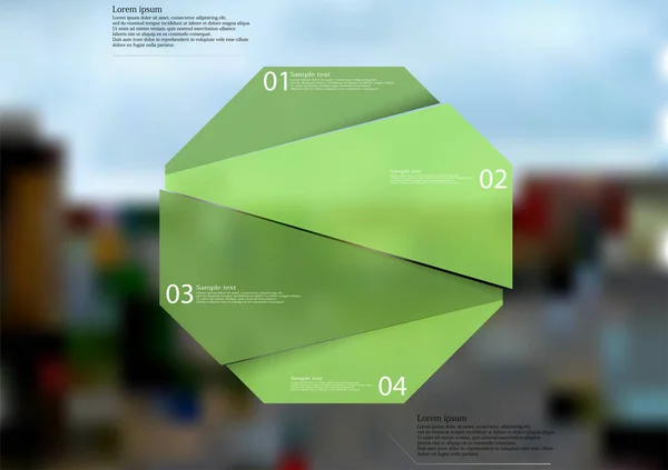 具有随机分为四个部分的绿色八角形图信息图表模板 — 图库矢量图片