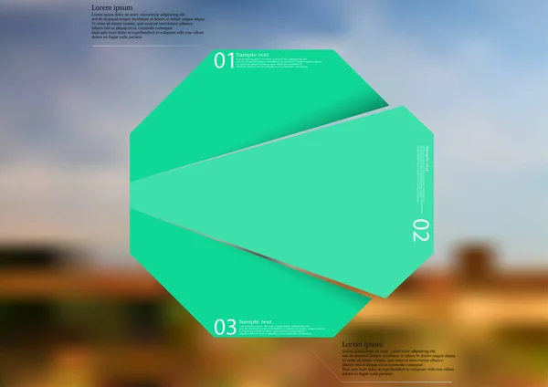 Ilustracja infografikę szablon z zielonym octagon losowo podzielone na trzy części — Wektor stockowy