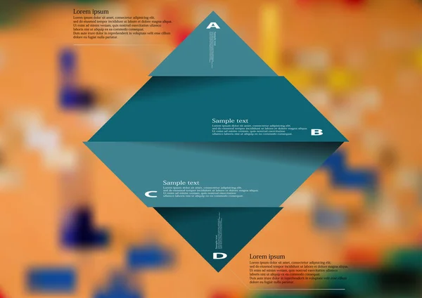 Illustrazione modello infografico con rombo blu diviso in quattro parti — Vettoriale Stock