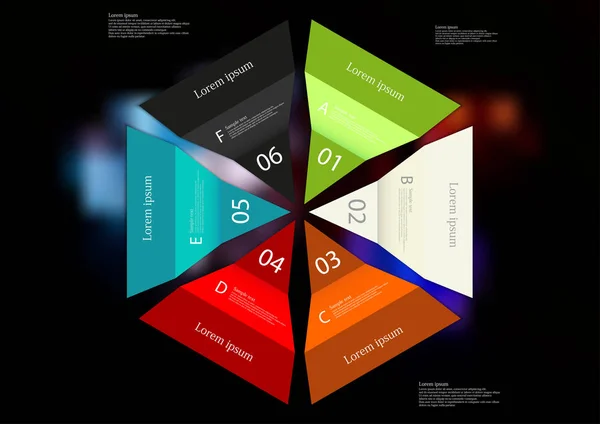 Εικονογράφηση infographic πρότυπο με τα έξι φύλλα χαρτί διπλωμένο χρώμα — Διανυσματικό Αρχείο