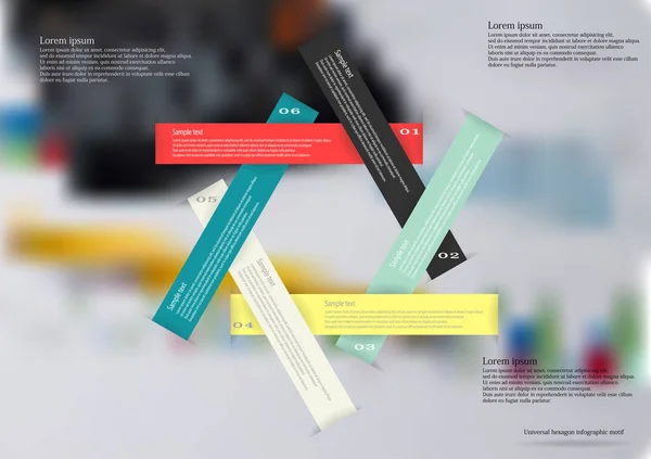 Illustrazione modello infografica è costituito da sei nastri a colori — Vettoriale Stock