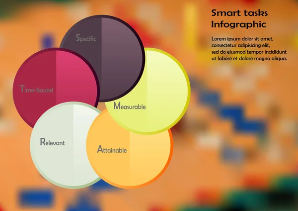 Illustration Infografik Vorlage besteht aus fünf Farbringen mit intelligenten Aufgaben — Stockvektor