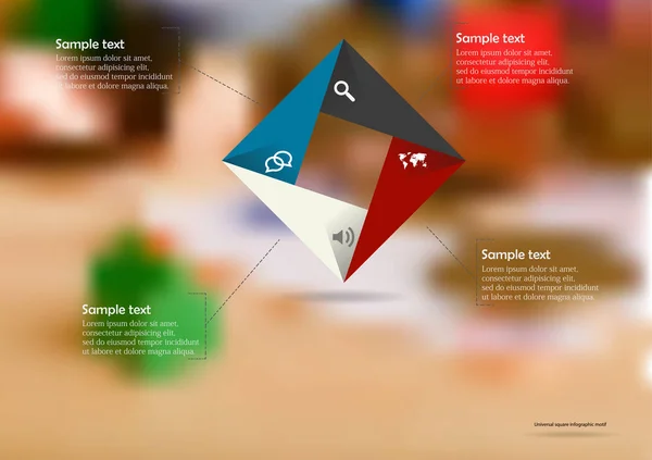 Modelo de infográfico de ilustração com origami quadrado de cor consiste em quatro partes — Vetor de Stock