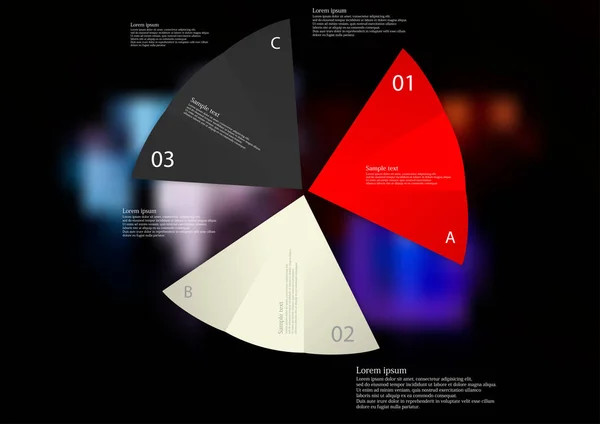 Plantilla infográfica de ilustración con tres hojas de papel plegadas con varios colores — Vector de stock