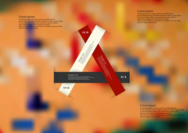 Illustration modèle infographique avec trois rubans de couleur qui crée un triangle — Image vectorielle