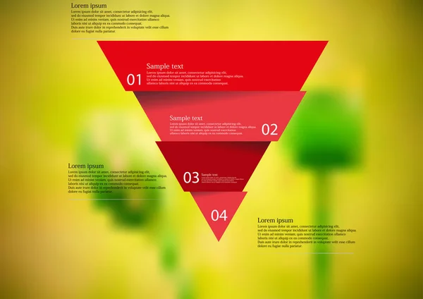 Illustrazione modello infografica con triangolo rosso diviso in quattro parti — Vettoriale Stock