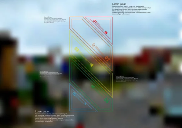 Ilustracja infografikę szablon z bar krzywo podzielony na pięć części pojedynczych kolorów — Wektor stockowy