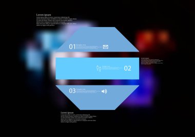 Sekizgen illüstrasyon Infographic şablonuyla yatay mavi üçe bölünmüş