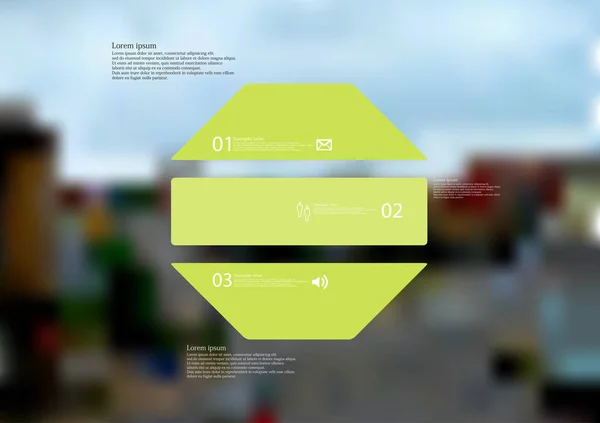 Modelo de infográfico de ilustração com octógono dividido horizontalmente em três partes verdes — Vetor de Stock