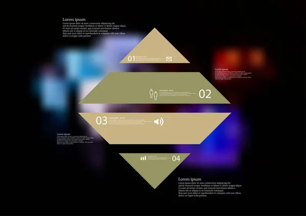 菱形图图表模板水平划分为四个独立颜色部分 — 图库矢量图片