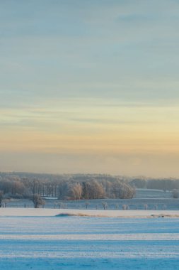 Kış manzara birkaç dakika sonra gündoğumu görüntülemek