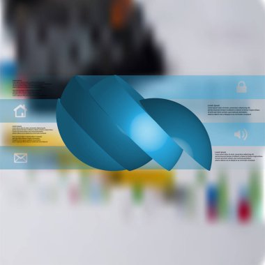 3D çizim Infographic şablon topu ile tarafa döndü ve kaymıştır dört bölümden dilimlenmiş