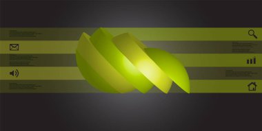 3D çizim Infographic şablon topu ile tarafa döndü ve değiştirdi beş bölümlerine dilimlenmiş