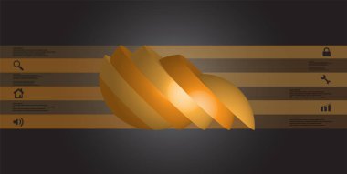 3D çizim Infographic şablon topu ile tarafa döndü ve kaymıştır altı bölgelerine dilimlenmiş