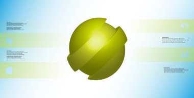 3D çizim Infographic şablonuyla topu çarpık dört ötelenen bölümlerine dilimlenmiş