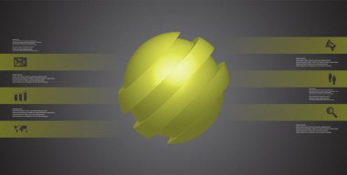 3D çizim Infographic şablonuyla topu çarpık dört ötelenen bölümlerine dilimlenmiş