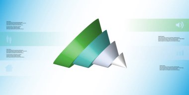 3D çizim Infographic şablon koni ile beş dökülen parçalar dilimlenmiş