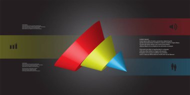 3D çizim Infographic şablon koni ile beş dökülen parçalar dilimlenmiş