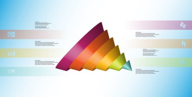 3D çizim Infographic şablon koni ile altı dökülen parçalar dilimlenmiş