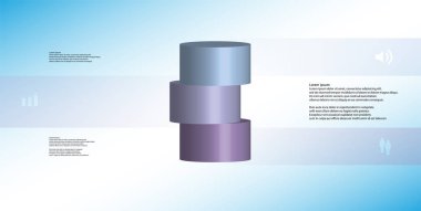 3D çizim Infographic şablon silindir ile yatay olarak üç bölümü dilimlenmiş