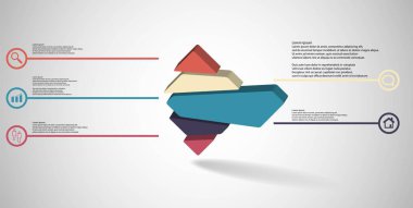 Kabartmalı kabartma kabartmalı 3d resimleme bilgi şablonu rastgele beş parçaya bölünmüş