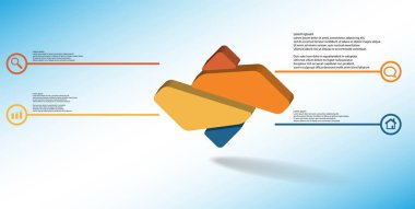 Kabartmalı kabartma kabartmalı 3d resimleme bilgi şablonu rastgele dört parçaya bölünmüş