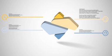 Kabartmalı kabartma kabartmalı 3d resimleme bilgi şablonu rastgele dört parçaya bölünmüş