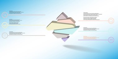 Kabartmalı rhomb rastgele altı parçaya bölünmüş 3d resimleme bilgi şablonu
