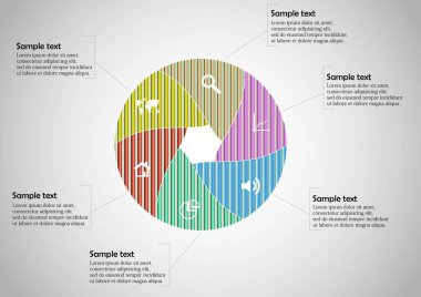 Altı parçaya ayrılan yuvarlak bilgi şablonu