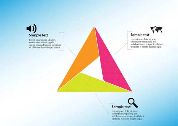 Dreieck-Infografik-Vorlage besteht aus drei Abschnitten — Stockvektor