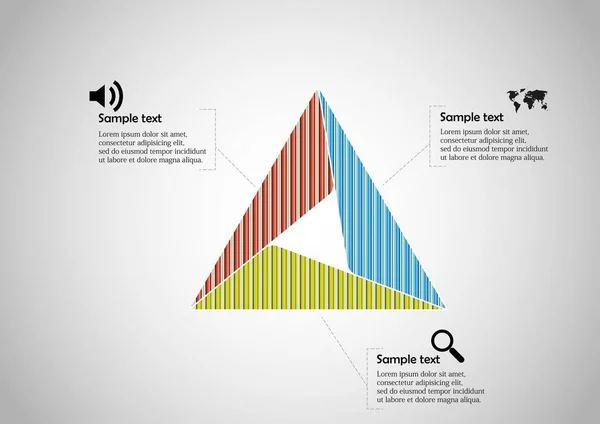 Triangle infographic template consists of three sections — Stock Vector