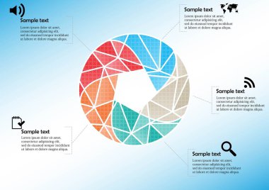 Bölünmüş çember şekilli bilgi resimleme vektör şablonu