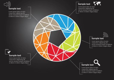 Bölünmüş çember şekilli bilgi resimleme vektör şablonu