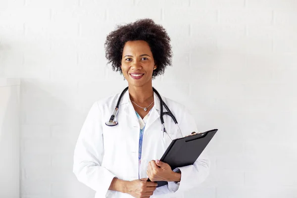 Afro american woman doctor in hospital work place