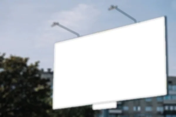 Blank White Billboards City Blurry Blue Sky — Stock Photo, Image