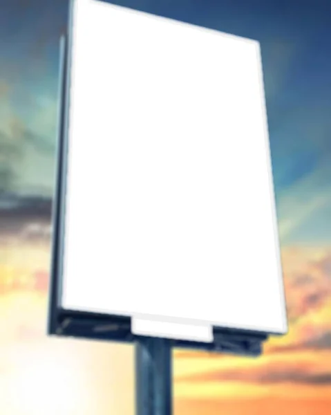 Blank Blurry White Billboard Sky Sunset Ready New Advertisement — Stock Photo, Image