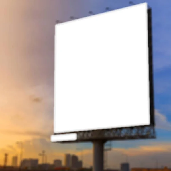 Blank Blurry White Billboard Sky Sunset Ready New Advertisement — Stock Photo, Image