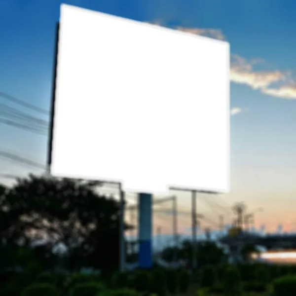 Blank Blurry White Billboard Sky Sunset Ready New Advertisement — Stock Photo, Image